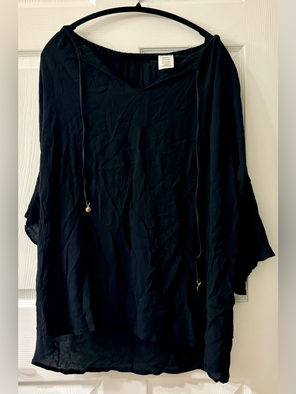 Anne Cole Black Sheer Bathing Suit Cover with Gold Details size XL